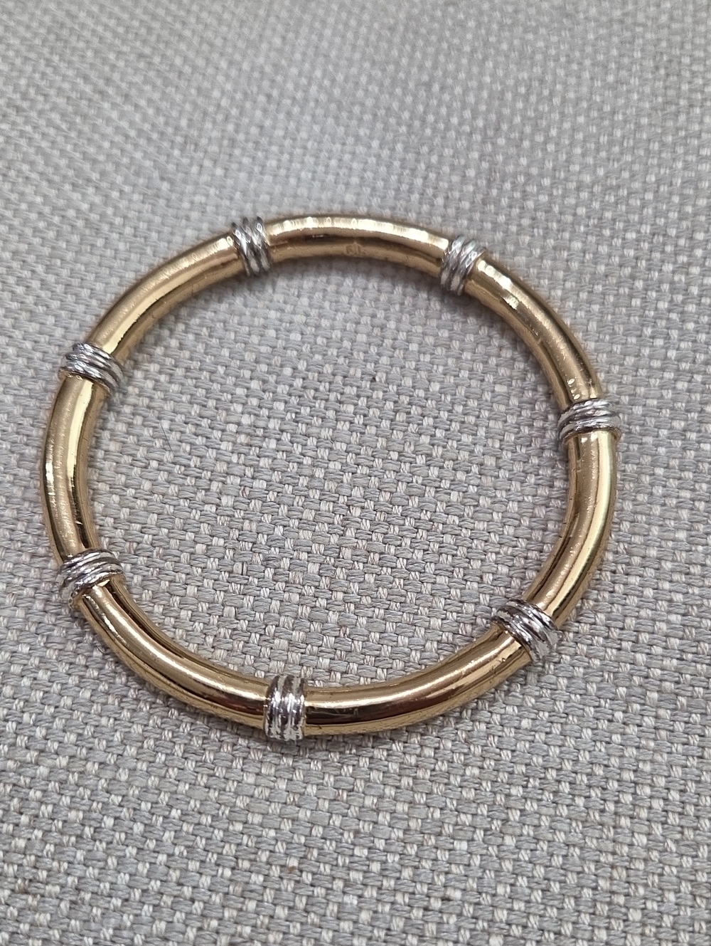 Vintage Stamped RLL Ralph Lauren Gold and Silver Toned Tubular Bangle Bracelet